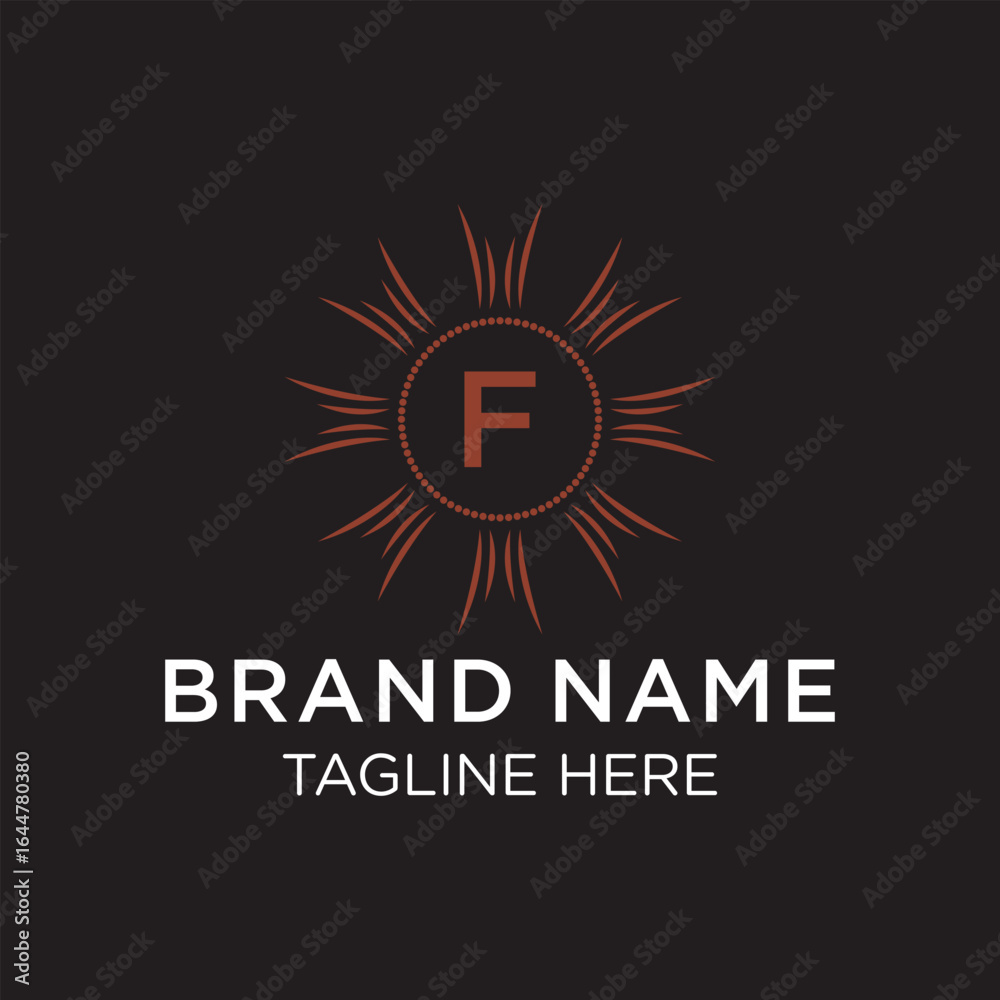 Naklejka premium Initial letter F serif font logo design, green nature graphic icon concept