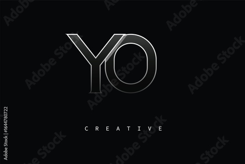 YO Luxury Minimalist Letter Logo – Modern Metallic Design for Premium Branding & Creative Identity