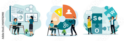Business statistics, balanced scorecard, SWOT analysis.