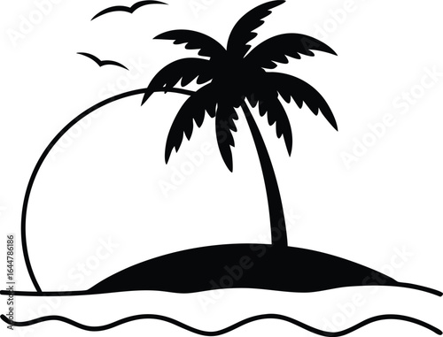 vector illustration of a tropical beach