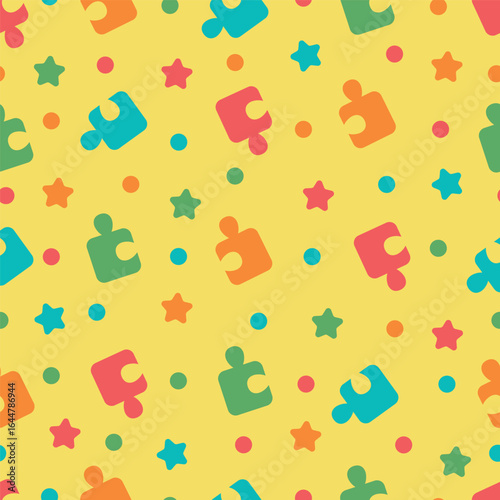 seamless pattern with colorful puzzle