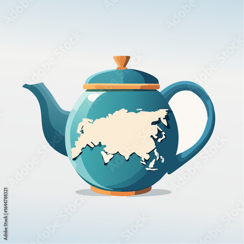 A teapot silhouette reshaped to match the outline of a specific country.