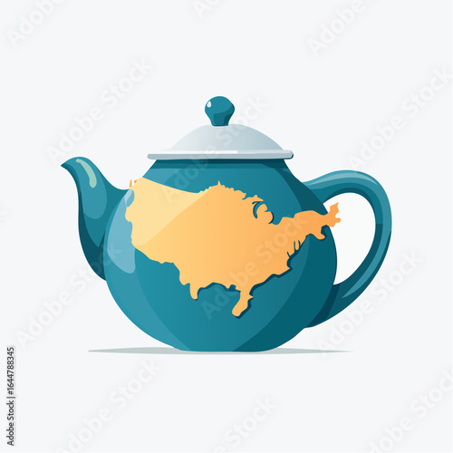 A teapot silhouette reshaped to match the outline of a specific country.