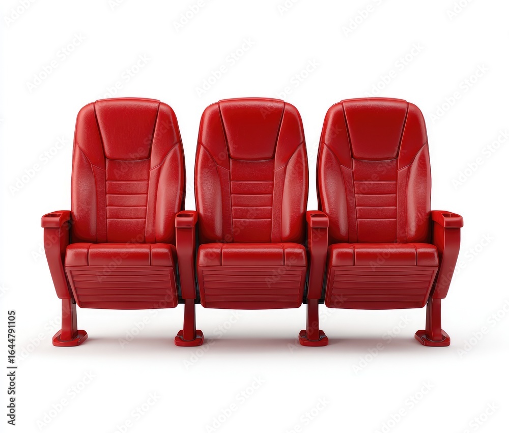 Obraz premium Three red leather movie theater seats