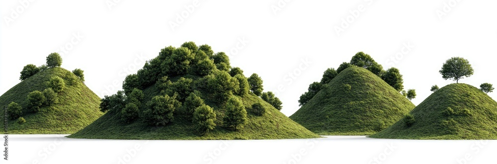 Obraz premium Three grassy hills with trees