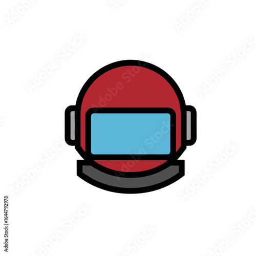 Martian Astronaut Helmet Logo, Basic Geometric Shapes, Bold Outline