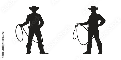Vector illustration set of cowboy silhouettes