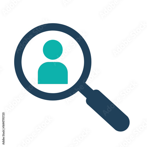 Vector illustration of magnifying glass searching for a person icon