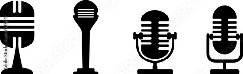 "Vintage and Modern Microphone Silhouettes Collection"