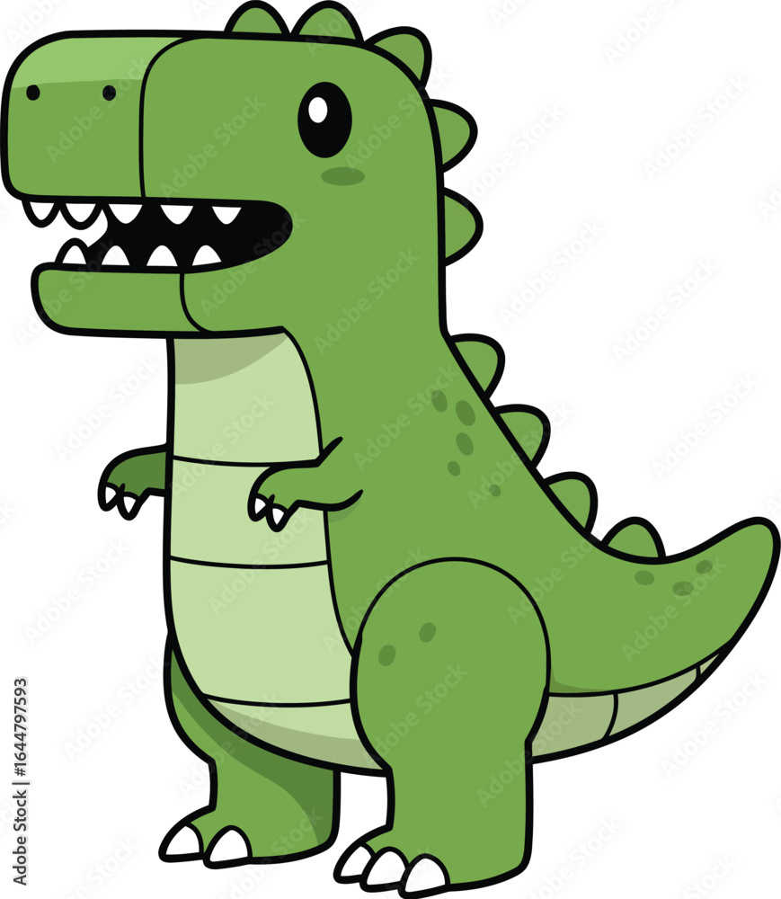 Obraz premium Cute Green T-Rex Dinosaur Cartoon Vector