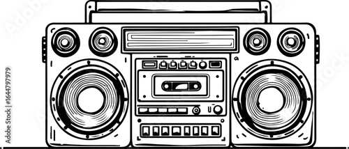 Retro Stereo Sound System Vector