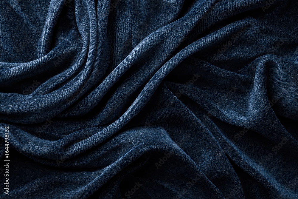Obraz premium Deep navy blue draped fabric texture