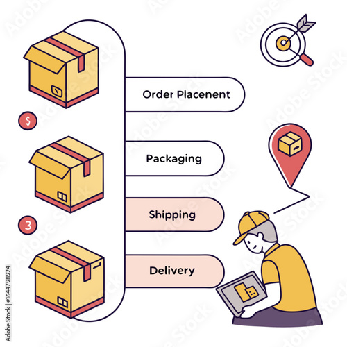 E commerce order fulfillment process flow from placement to delivery