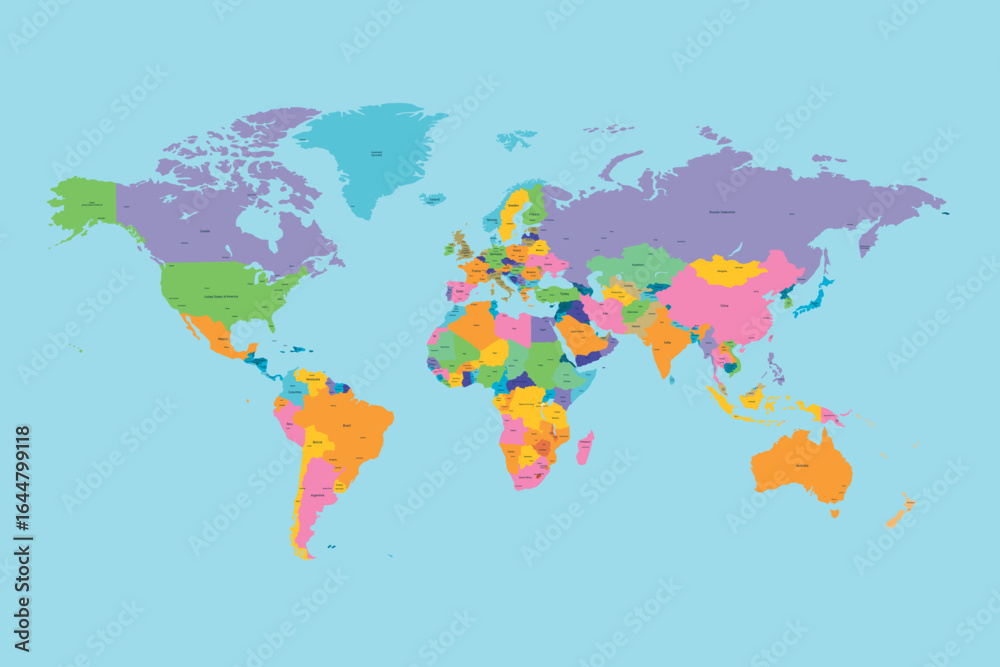 Obraz premium Colored political world map