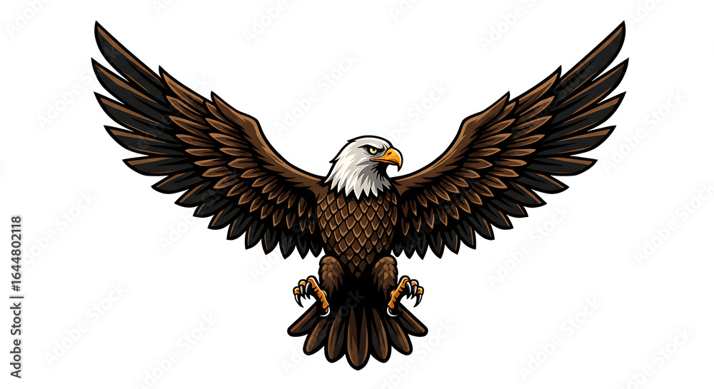 Obraz premium Majestic Bald Eagle: Wings Spread Wide, Powerful Bird of Prey