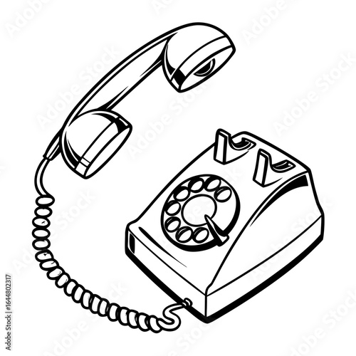 Vintage rotary dial telephone with handset off the hook