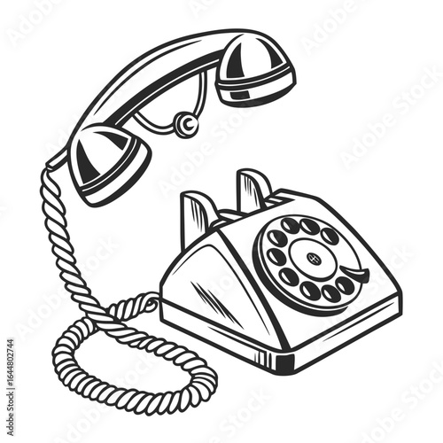 Vintage rotary telephone with receiver off the hook
