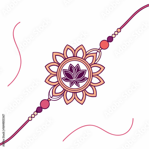 A beautifully designed rakhi with a lotus motif and colorful beads symbolizing the bond between siblings during the raksha bandhan festival