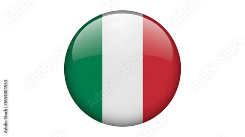 Italian flag emblem with glossy finish, perfect for travel and cultural themes