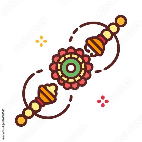 Decorative rakhi with floral design and beads symbolizing brother sister bond and indian festival celebration