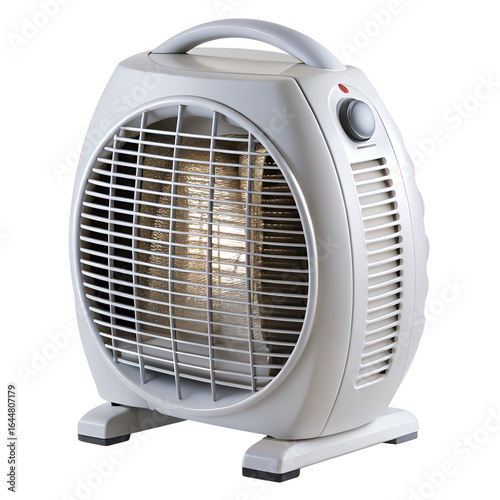 Portable electric fan heater for home use isolated on transparent background