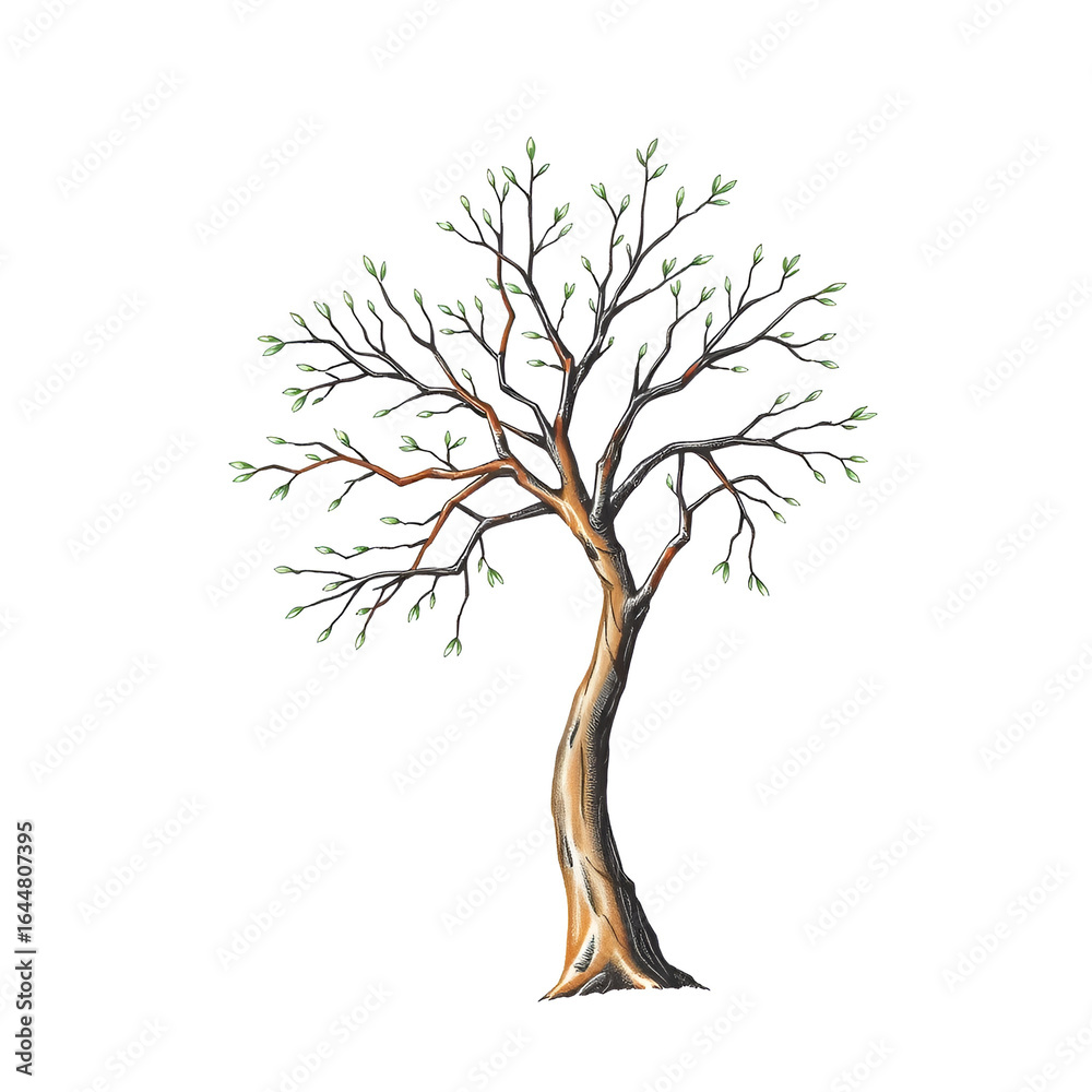 Fototapeta premium pencil stylized tree branch isolated on white background