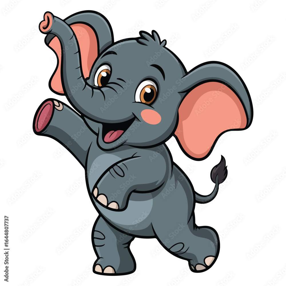 Obraz premium Cute elephant cartoon vector art