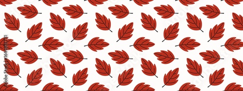 Wallpaper Mural Seamless pattern of red autumn leaves on a white background, perfect for seasonal designs, wallpapers, and fabric prints. Torontodigital.ca