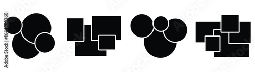 Set Pictures or photos frame collage abstract design.  multiple Circle and Square and aspect ratios for photography design presentation memory mockup decoration collage. 