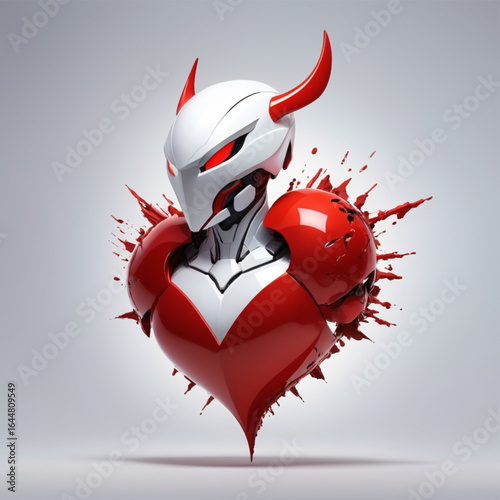 A devilish cartoon heart with red wings, horns, and a tail, symbolizing an evil love icon