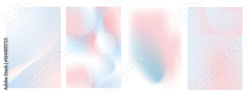 淡いピンクとブルーのグラデーション背景デザインセット | Gradient Background Design Set in Soft Pink and Blue