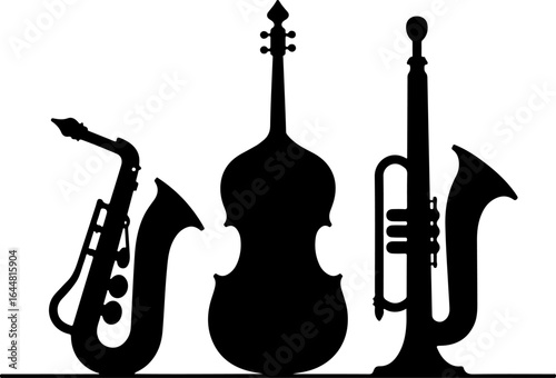 Harmony of Instruments" musical instruments  guitar, violin, drum, saxophone, trombone vector bundle graphcis