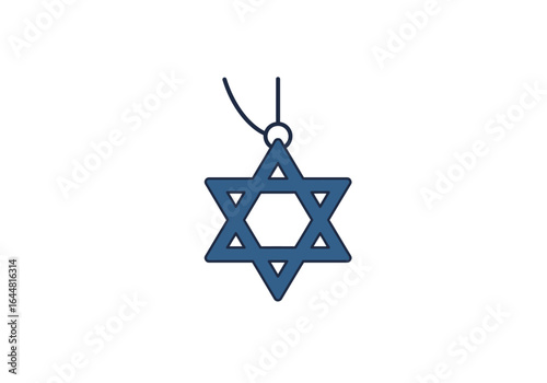 Isolated blue Star of David necklace icon, a powerful representation of Jewish heritage, faith and cultural identity.