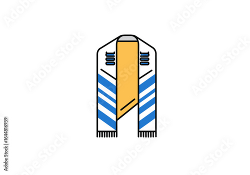 Striped fan scarf icon for team support and sports fandom. Vector illustration of supporter's neckwear for a game day.
