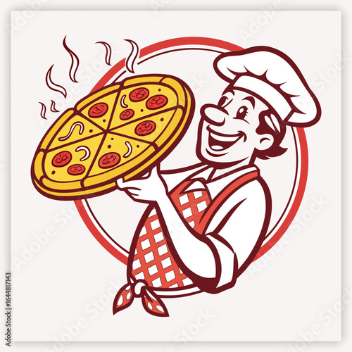 cartoon chef with pizza