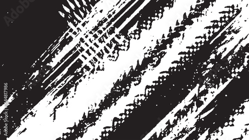Grunge vector tire track design for motocross or drift overlays. Distressed wheel track vector with black tire marks and grunge style