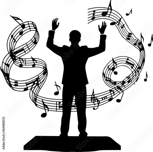 "Symphony in Motion" , classical music, live performance, ensemble, music director,  graphics vector