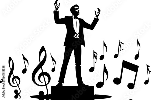 "Symphony in Motion" , classical music, live performance, ensemble, music director,  graphics vector