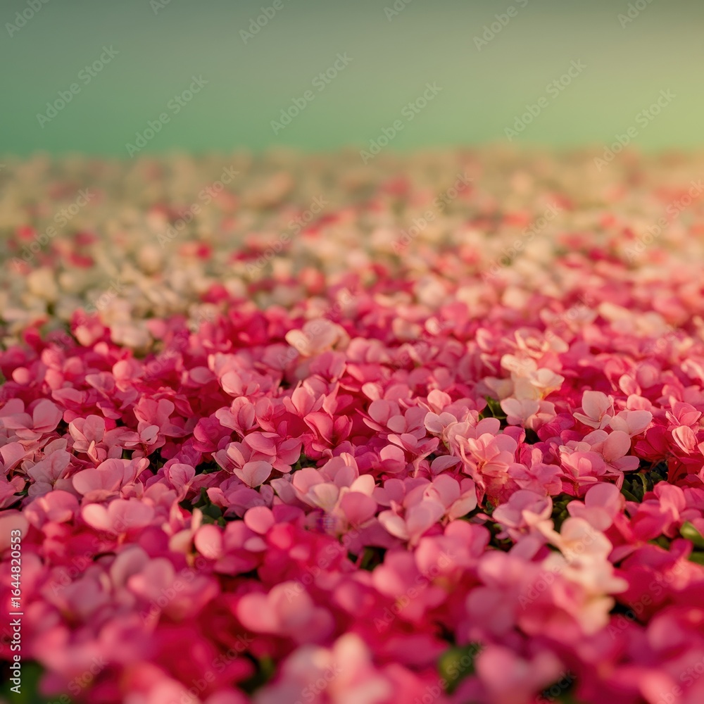 Obraz premium Flower carpet festival on pink to green gradient background