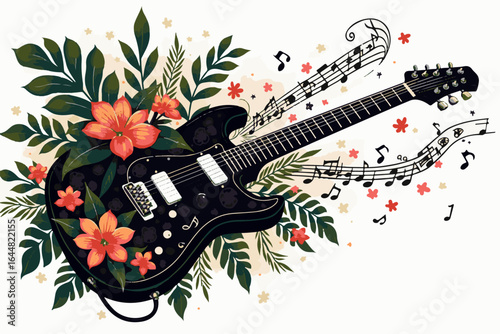 "Floral Melody Guitar" vector bundle