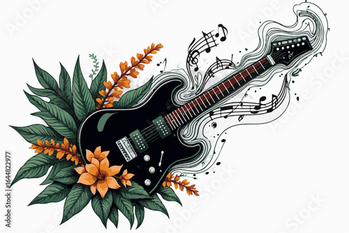 "Floral Melody Guitar" vector bundle