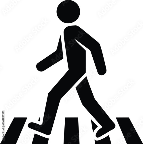 Pedestrian crossing symbol showing a person walking on a crosswalk