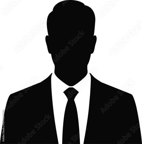 Silhouette of a man in a suit and tie against a white background