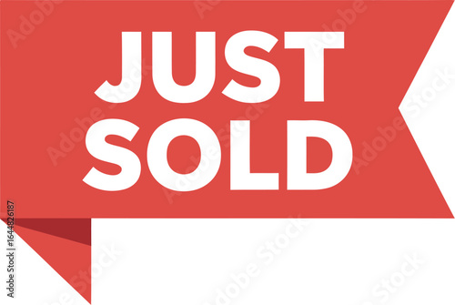 Red ribbon banner announcing just sold property in real estate business