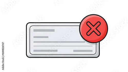 Payment Declined Cheque button icon for erp Rejected Check Badge for ERP Failed Transaction Check Illustration 