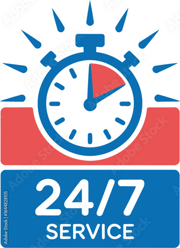 24 7 service stopwatch icon symbolizing constant availability and support