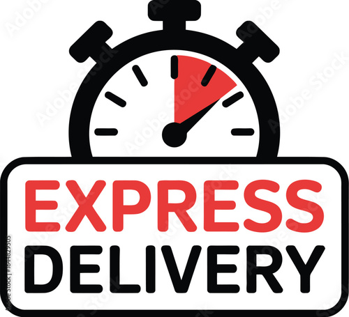 Express delivery service with stopwatch symbol for fast shipping and logistics