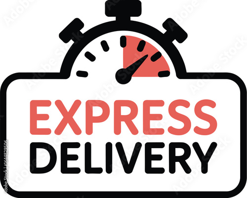 Express delivery service with stopwatch symbol for fast shipping and logistics