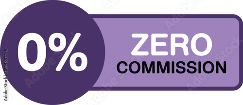 Zero commission graphic with percentage sign and text on light background