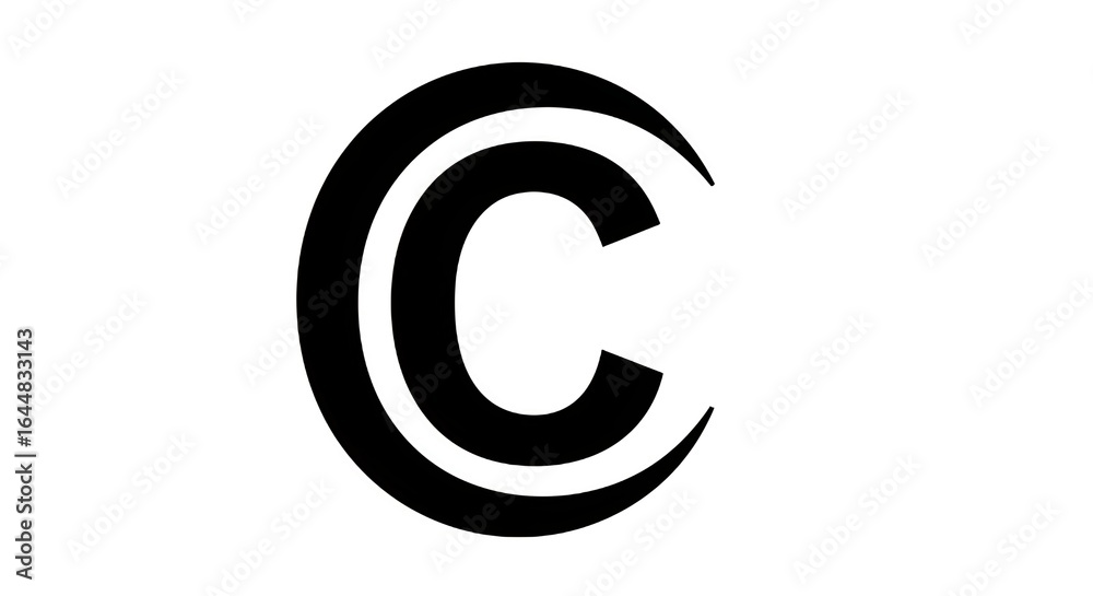 Fototapeta premium Stylized Black Letter C Logo Design With Concentric Rings Represents Creativity and Communication